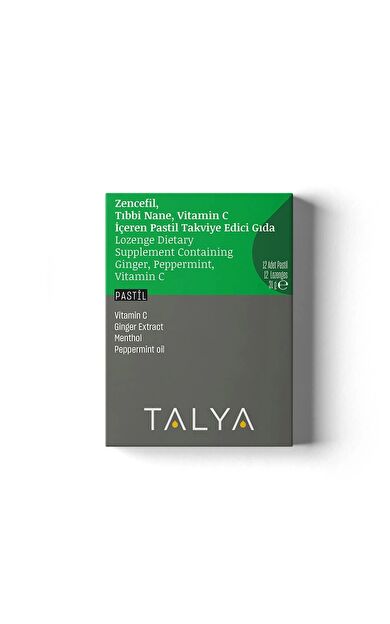 Talya Bitkisel Zencefil, Tıbbi Nane, Vitamin C İçeren Pastil Takviye Edici Gıda