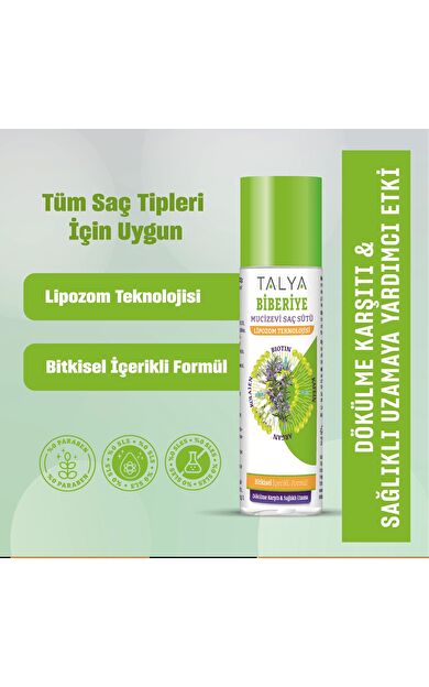 Talya Biberiye Saç Sütü,Dökülme Karşıtı Bakım, Bitkisel Formül, Lipozom Teknolojisi, 200 ml