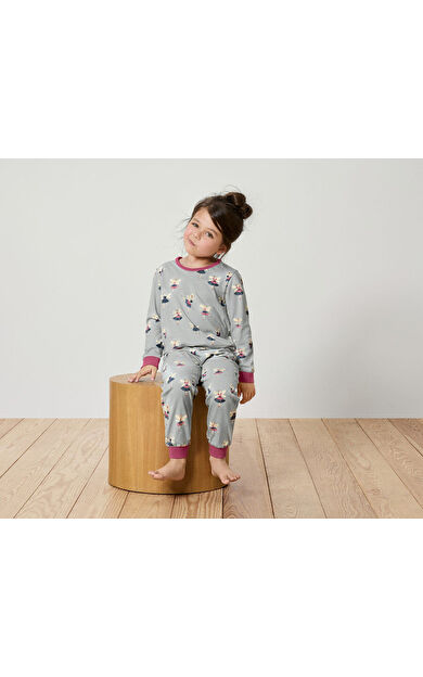 Kız Çocuk Pijama, 2li, 86-92 cm