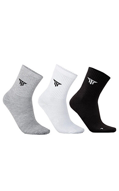 Techsport Tenis Corap 3 Lu Siy Bey Gri Tenis Çorabı (3 Çift) TS703TNS-103 Çok Renkli