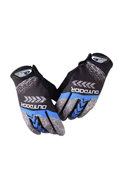 XBYC Outdoor Mtb Mevsimlik Tam Parmak Bisiklet Eldiveni Large Eldiven Mavi
