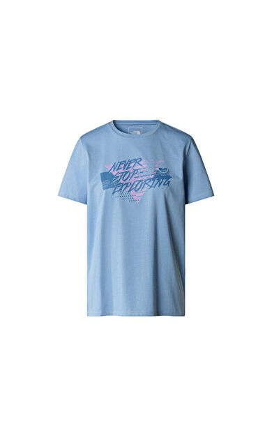 The North Face W Foundation Traces Graphic Kadın Günlük Tişört NF0A882UQEO1 Mavi