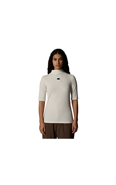 The North Face W S/S Mock Neck Slim Tee Kadın Outdoor Tişörtü NF0A89C3QLI1 Beyaz