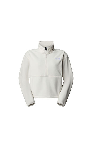 The North Face W Glacier Fleece 1/2 Zip Short Jacket Kadın Outdoor Çeyrek Fermuarlı Polar Üst NF0A8D2CQLI1 Beyaz