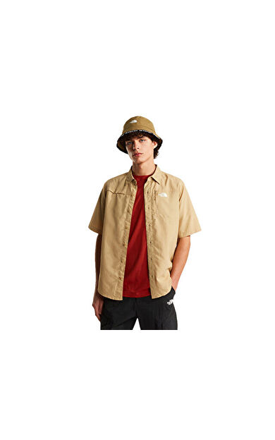 The North Face M Sequoia Short Sleeve Shirt Erkek Outdoor Kısa Kollu Gömlek NF0A8FU6LK51Bej