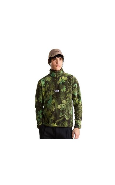 The North Face M NOVELTY LOGO GLACIER 1/4 ZIP - PRINT Erkek Outdoor Çeyrek Fermuarlı Polar Üst NF0A8JK8SS11 Yeşil