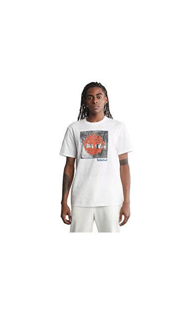 Timberland Ss Fabric Graphic Tee Erkek Günlük Tişört TB0A26T31001 Beyaz