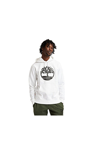 Timberland Core Tree Logo Pull Over Hoodie Erkek Günlük Sweatshirts TB0A2BJHP541 Beyaz