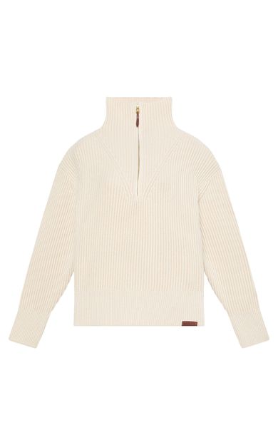 Timberland 1-4 Zip Chunky Sweater Kadın Sweatshirt Krem