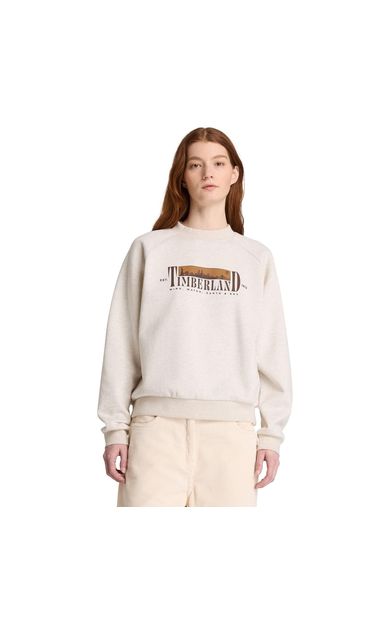 Timberland Brushed Back Chest Graphic Crew Sweatshi Kadın Sweatshirt Bej