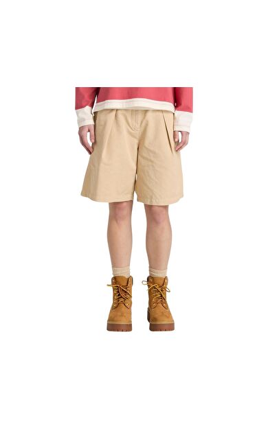 Timberland Cotton Linen Bermuda Kadın Şort Ve Kapri Krem