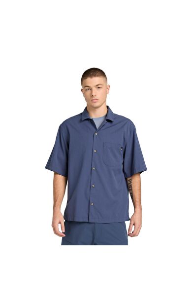 Timberland Ss Seersucker Resort Shirt Erkek Gömlek Mavi