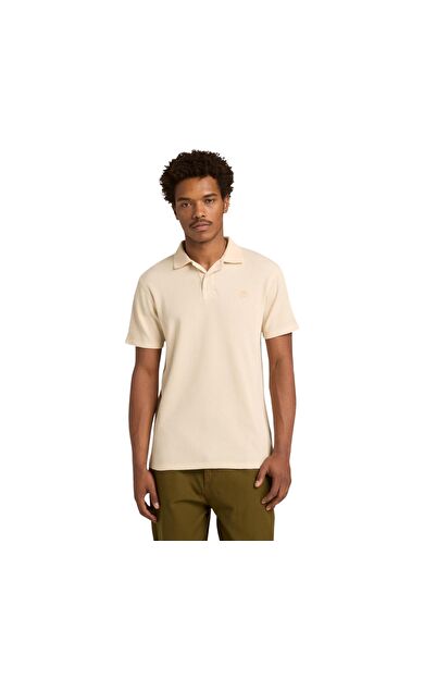 Timberland Wharf Rıver Waffle Short Sleeve Polo Erkek T-Shirt Krem
