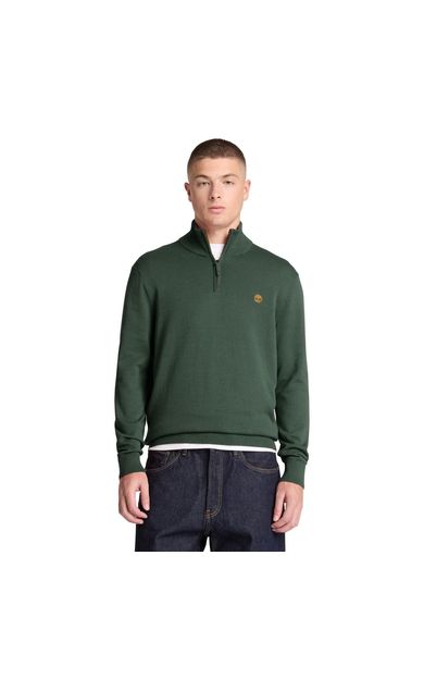 Timberland Wıllıams Rıver Cotton 1-4 Zip Sweater Erkek Yeşil