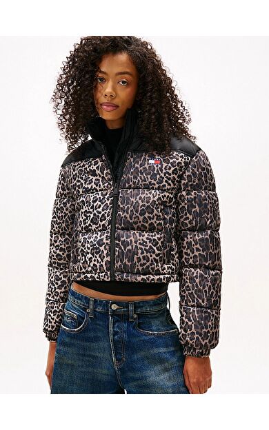 Tommy Hilfiger DW0DW21967 Tjw Cropped Leopard Kadın Mont
