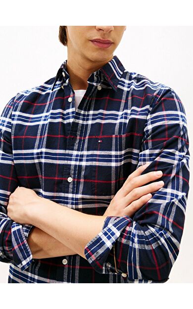Tommy Hilfiger MW0MW40894 Brushed Oxford Check Rf Erkek Gömlek