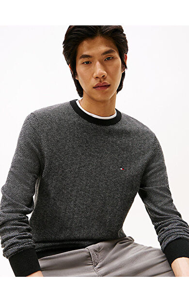 Tommy Hilfiger MW0MW41319 Pima Ctn Cash Herringbone Crew Erkek Kazak