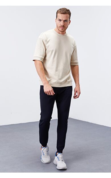 TommyLife Lacivert Fermuar Cepli Dar Kalıp  Jogger Erkek Eşofman Alt - 84343