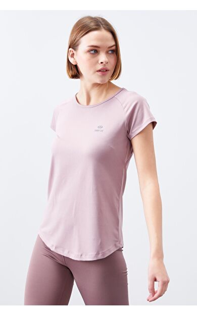 TommyLife Gül Kurusu Sırt Pencereli Kısa Kol Standart Kalıp O Yaka Kadın T-Shirt - 97101