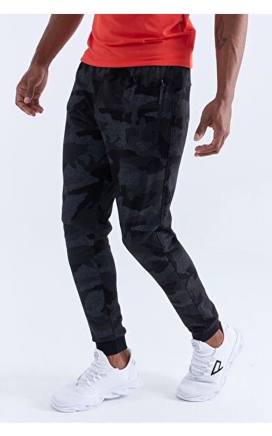 TommyLife Siyah Kamuflaj Kamuflaj Desenli Dar Kalıp  Jogger Erkek Eşofman Alt - 84754