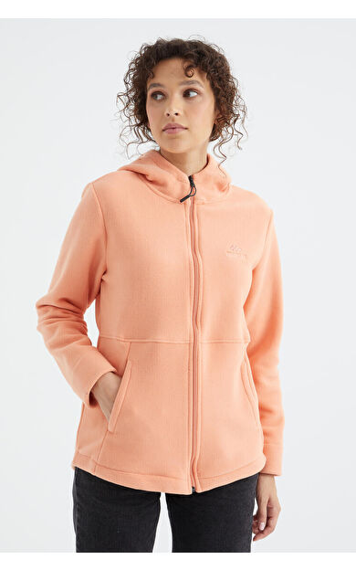TommyLife Kavun Içi Kapüşonlu Fermuarlı Rahat Form Kadın Polar Sweatshirt - 97233