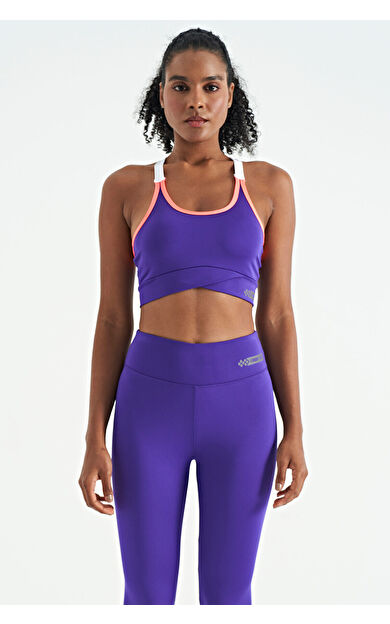 TommyLife Koyu Mor Sırt Detaylı Askılı Dar Kalıp Kadın Büstiyer - 97254