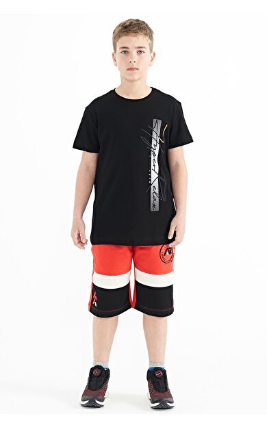 TommyLife Fiesta Renkli Baskılı Bağcıklı Nakış Detaylı Standart Kalıp Erkek Çocuk Şort - 11129