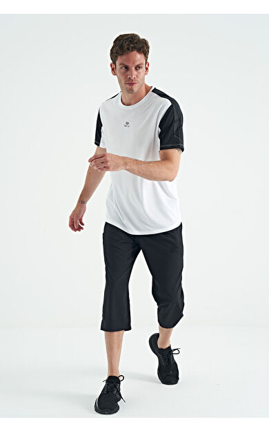 TommyLife Siyah Bağcıklı Standart Kalıp Fermuar Cepli Aktif Spor Erkek Kapri - 83096