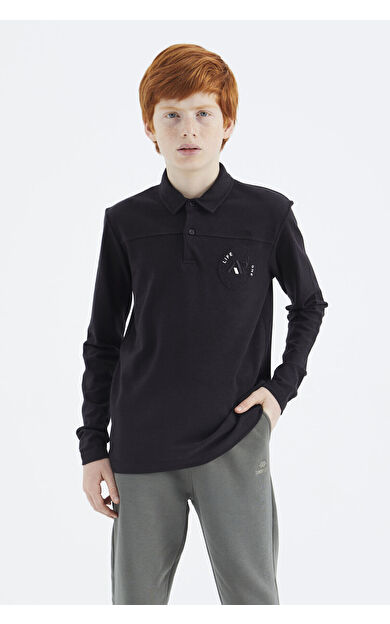 TommyLife Siyah Polo Yaka Erkek Çocuk T-Shirt - 11172