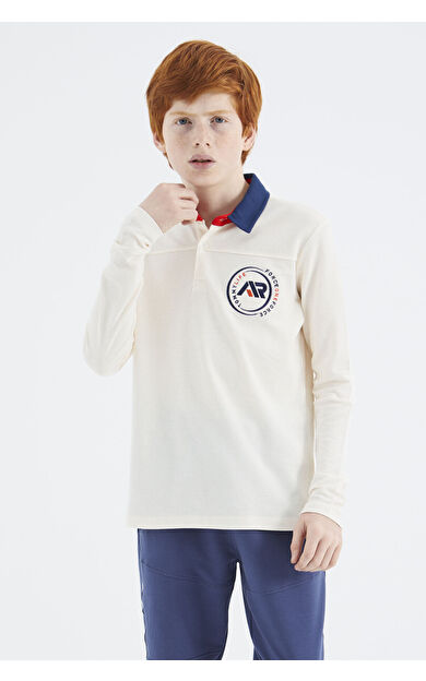 TommyLife Ekru Polo Yaka Erkek Çocuk T-Shirt - 11172