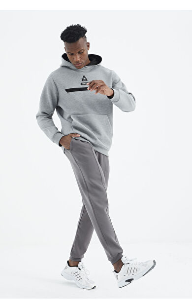 TommyLife Koyu Gri  Bağcıklı Ön Dikiş Detaylı  Standart  Kalıp Erkek Eşofman Alt - 84994