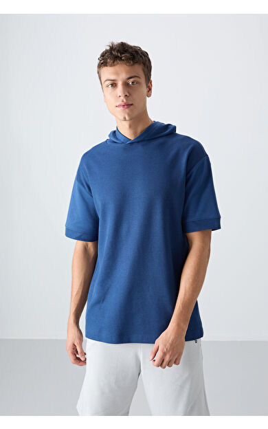 TommyLife Parlament Pamuklu Kalın Yüzeyi Dokulu Oversize Fit Basic Erkek T-Shirt - 88335