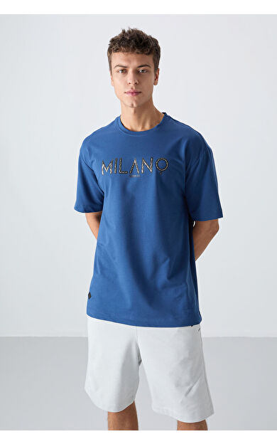 TommyLife Parlament Pamuklu Kalın Yumuşak Dokulu Oversize Fit Baskılı Erkek T-Shirt - 88345