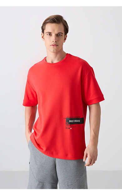 TommyLife Fiesta Pamuklu Kalın Yumuşak Dokulu Oversize Fit Baskılı Erkek T-Shirt - 88322