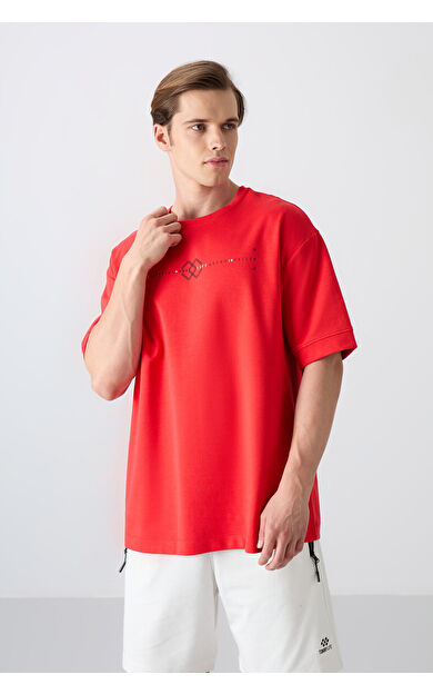 TommyLife Fiesta Pamuklu Kalın Yumuşak Dokulu Oversize Fit Baskılı Erkek T-Shirt - 88323