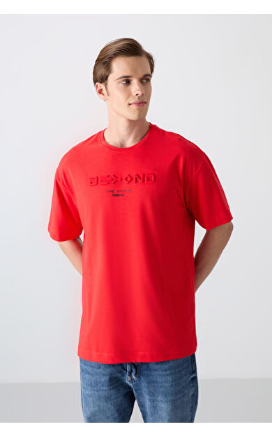 TommyLife Fiesta Pamuklu Kalın Yumuşak Dokulu Oversize Fit Baskılı Erkek T-Shirt - 88328