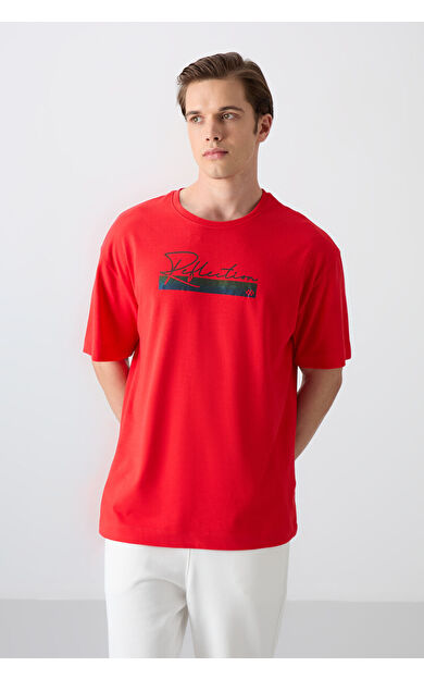 TommyLife Fiesta Pamuklu Kalın Yumuşak Dokulu Oversize Fit Baskılı Erkek T-Shirt - 88334