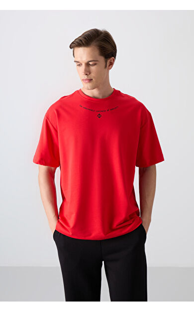TommyLife Fiesta Pamuklu Kalın Yumuşak Dokulu Oversize Fit Baskılı Erkek T-Shirt - 88343