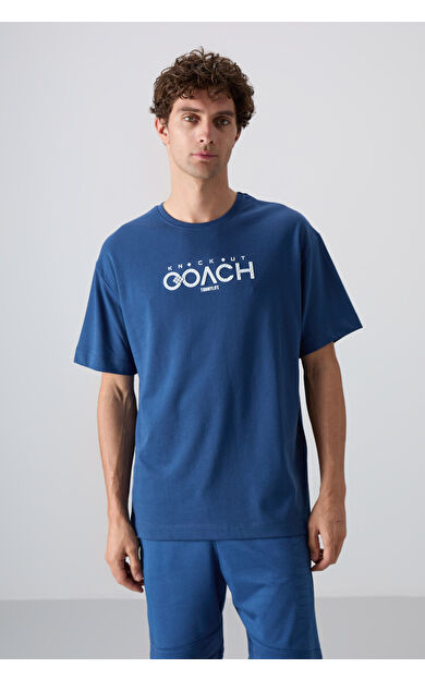 TommyLife Parlament Pamuklu Kalın Yumuşak Dokulu Oversize Fit Baskılı Erkek T-Shirt - 88329