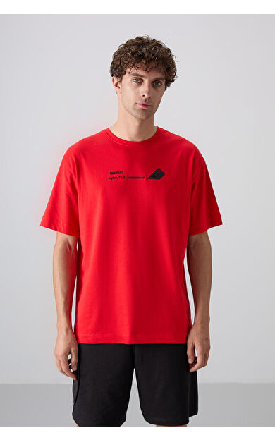 TommyLife Fiesta Pamuklu Kalın Yumuşak Dokulu Oversize Fit Baskılı Erkek T-Shirt - 88330