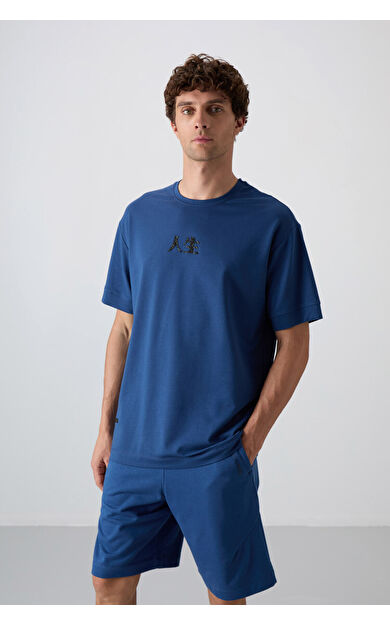 TommyLife Parlament Pamuklu Kalın Yumuşak Dokulu Oversize Fit Baskılı Erkek T-Shirt - 88342