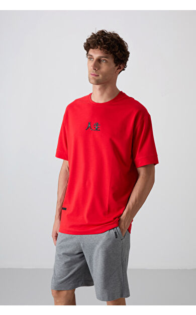 TommyLife Fiesta Pamuklu Kalın Yumuşak Dokulu Oversize Fit Baskılı Erkek T-Shirt - 88342