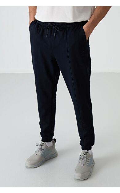 TommyLife Lacivert Pamuklu Yumuşak Dokulu Comfort Fit Nakışlı Erkek Jogger - 82123