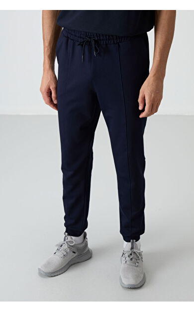 TommyLife İndigo Pamuklu Yumuşak Dokulu Comfort Fit Nakışlı Erkek Jogger - 82123