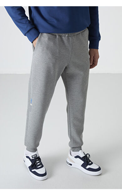 TommyLife Gri Melanj Bağcıklı Dar Paça Erkek Eşofman Alt - 84999