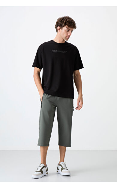 TommyLife Çağla Fermuar Cepli Standart Kalıp Klasik Paça Erkek Kapri - 83091