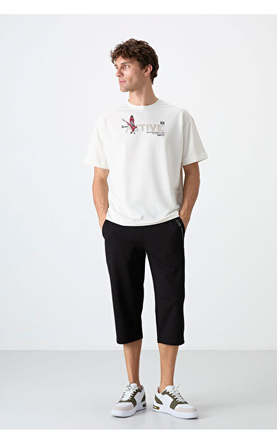 TommyLife Siyah Ön Cep Detaylı Standart Kalıp Klasik Paça Erkek Kapri - 83092