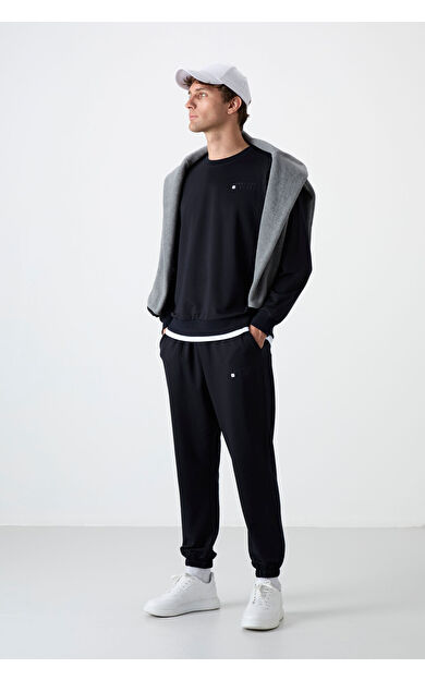 TommyLife Lacivert Casual O Yaka Jogger Erkek Oversize Eşofman Takımı - 85120