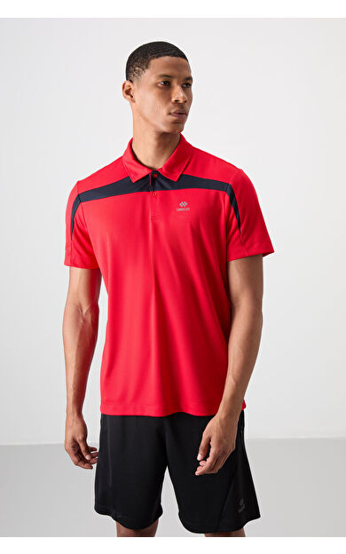 TommyLife Kırmızı Nefes Alan Dokulu İnce Esnek Standart Fit Polo Yaka Erkek Performans T-Shirt - 88392