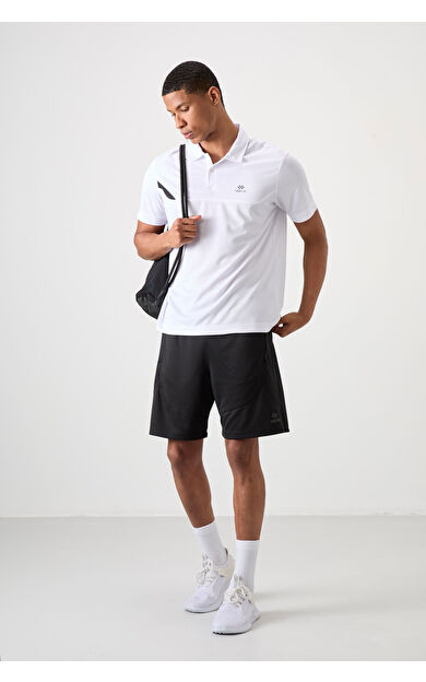 TommyLife Beyaz Nefes Alan Dokulu İnce Esnek Standart Fit Polo Yaka Erkek Performans T-Shirt - 88402